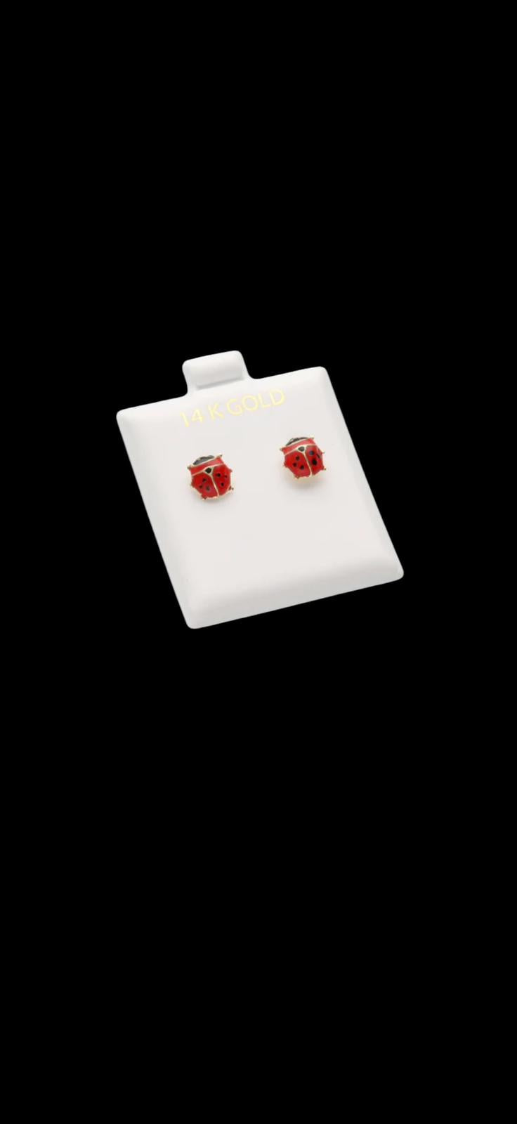 14K Gold Ladybug Earrings